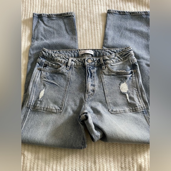 KanCan Light Sandblasted High Rise Porkchop Pocket Straight Jean - Picture 2 of 7